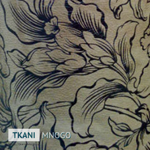 Фото ткани Арбореал 971-3 - коричневый цветы. Производитель Китай. Замша крупным планом.